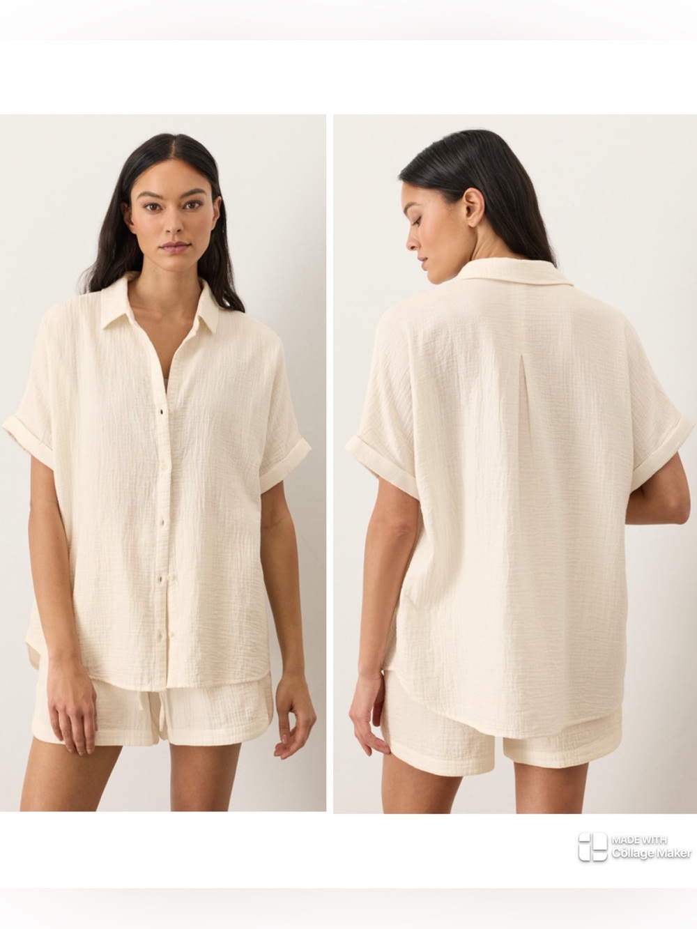 Pact Organic Cotton Coastal Double Gauze Oversized Button Up Shirt